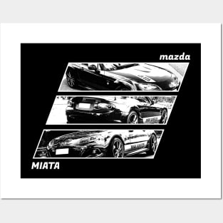 Mazda Miata MX-5 NC Black 'N White Archive 2 (Black Version) Posters and Art